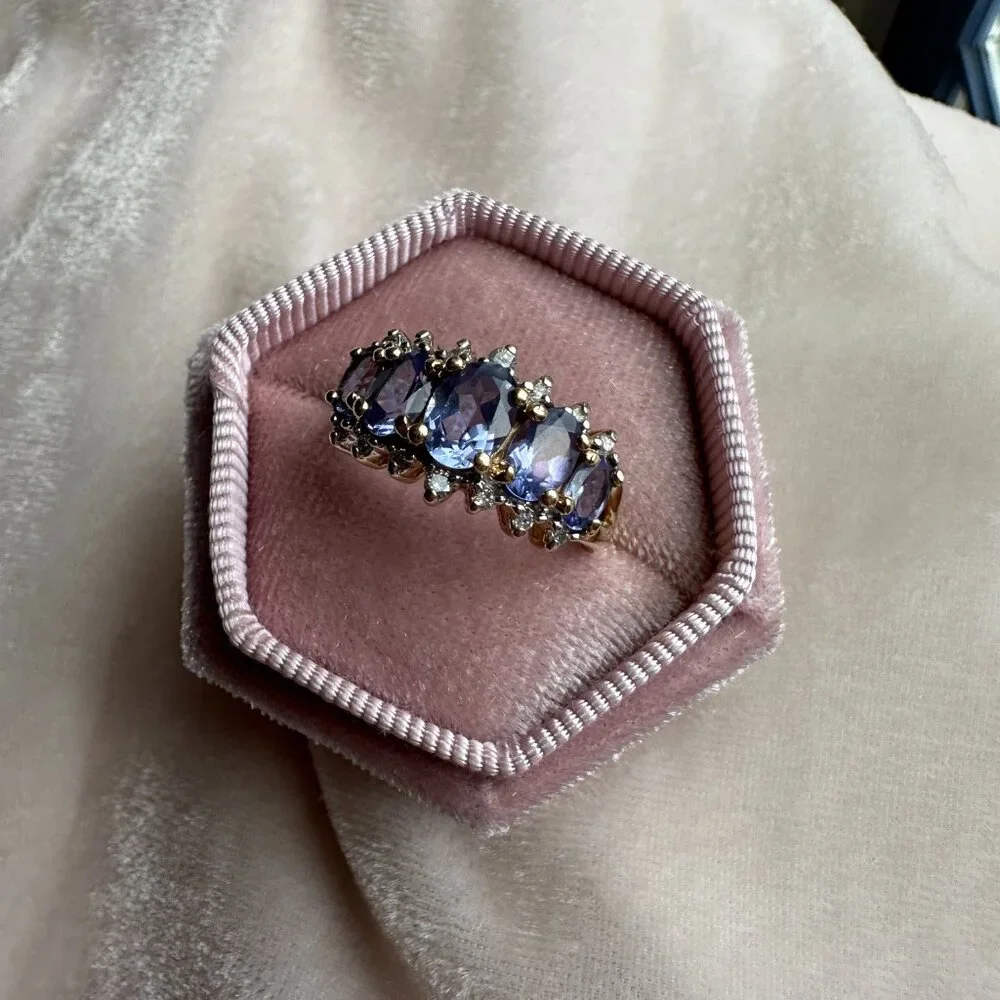 Tanzanite and Diamond Ring 14K Yellow Gold - Picture 12 of 17